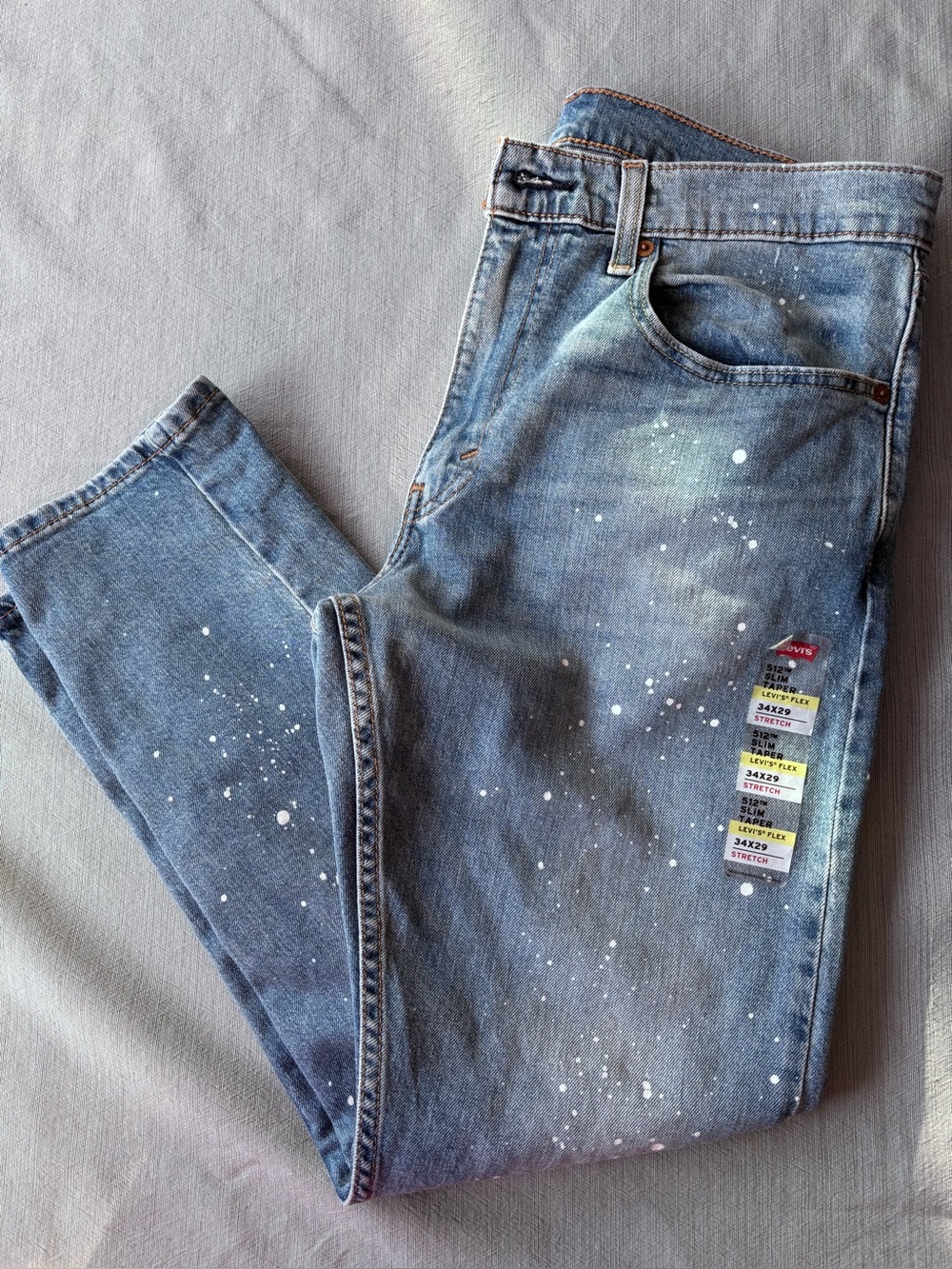 NEW Levi's Women's Light Blue Paint Spatter 512 Slim Taper Ankle Jeans 34